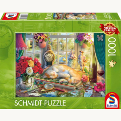 1000 Teile Puzzlezeit mit Katze